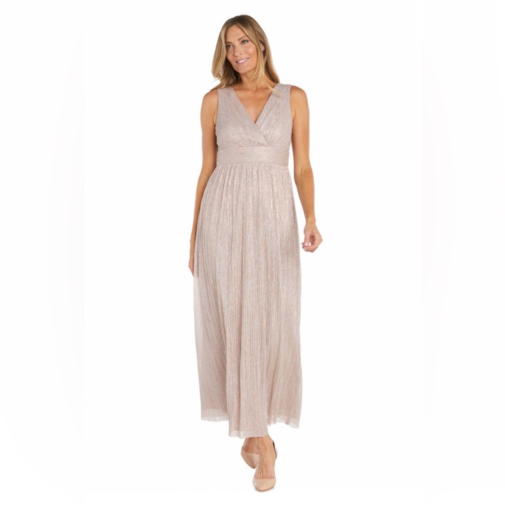Long Pleated Jacket Dress – Formal Metallic – R&M Richards1595 - Picture 3 of 9
